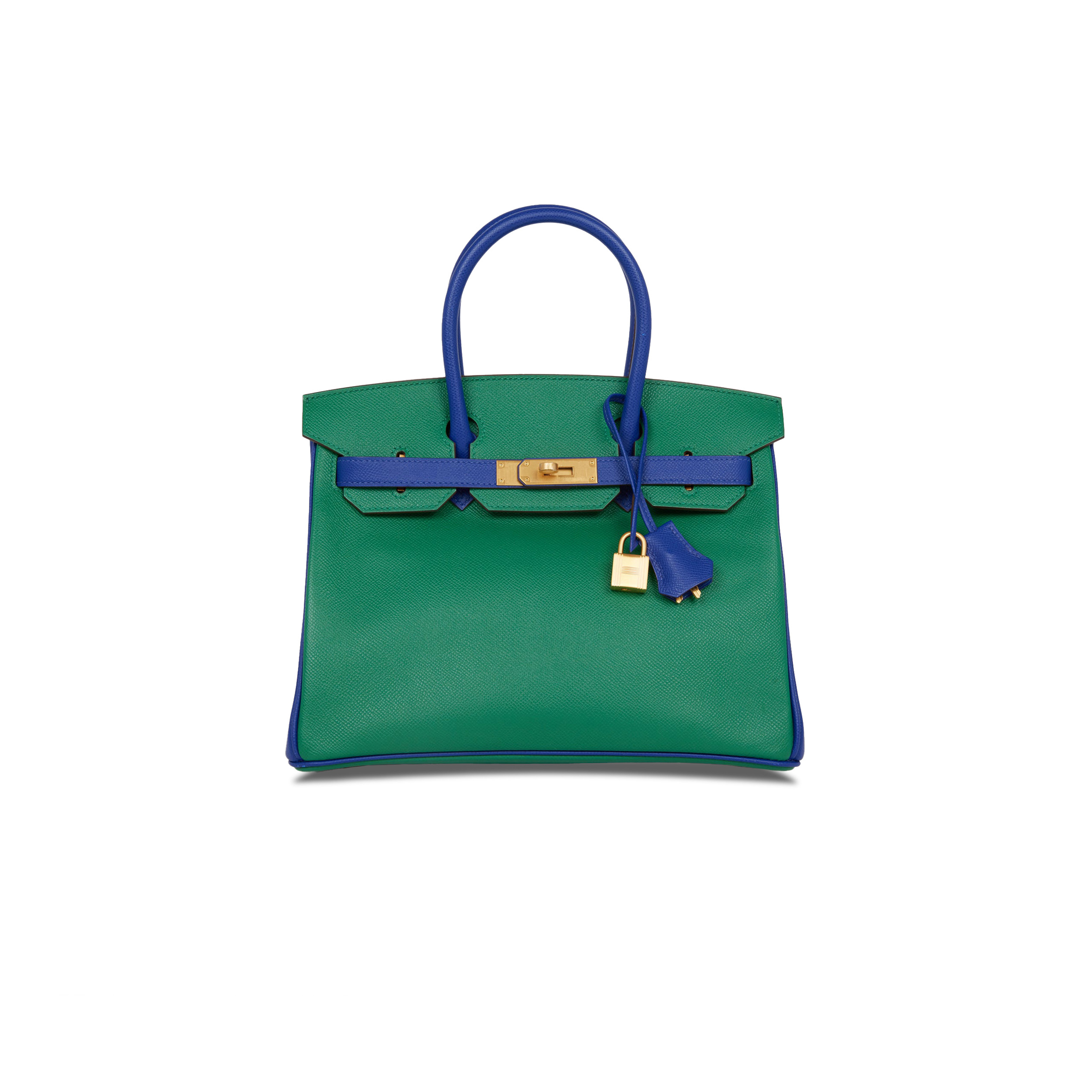 H**mes birkin 35 epsom malachite green and aqua blue bag h028368ck6z (25*20*13cm)